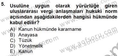 Gayrimenkullerde Vergilendirme Dersi 2012 - 2013 Yılı (Vize) Ara Sınav Soruları 5. Soru
