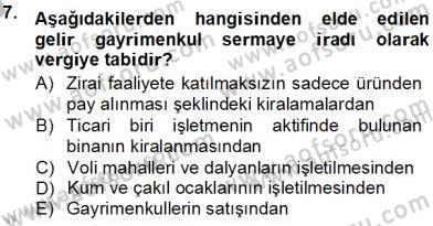 Gayrimenkullerde Vergilendirme Dersi 2012 - 2013 Yılı (Vize) Ara Sınav Soruları 7. Soru