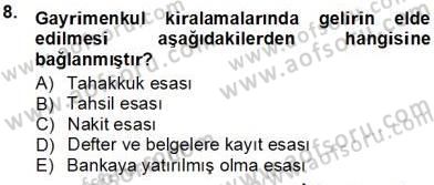 Gayrimenkullerde Vergilendirme Dersi Ara Sınavı Deneme Sınav Soruları 8. Soru