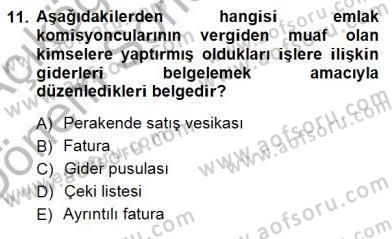 Gayrimenkullerde Vergilendirme Dersi 2012 - 2013 Yılı (Final) Dönem Sonu Sınav Soruları 11. Soru