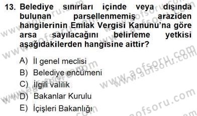 Gayrimenkullerde Vergilendirme Dersi 2012 - 2013 Yılı (Final) Dönem Sonu Sınav Soruları 13. Soru