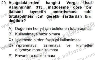 Gayrimenkullerde Vergilendirme Dersi 2012 - 2013 Yılı (Final) Dönem Sonu Sınav Soruları 20. Soru