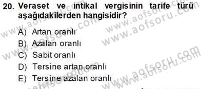 Gayrimenkullerde Vergilendirme Dersi Ara Sınavı Deneme Sınav Soruları 20. Soru