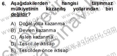 Gayrimenkullerde Vergilendirme Dersi 2013 - 2014 Yılı (Vize) Ara Sınav Soruları 6. Soru
