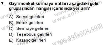 Gayrimenkullerde Vergilendirme Dersi Ara Sınavı Deneme Sınav Soruları 7. Soru