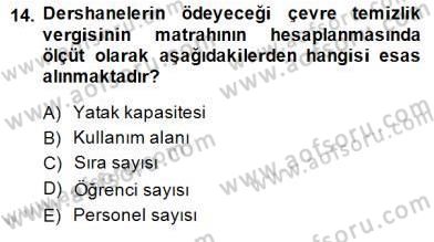 Gayrimenkullerde Vergilendirme Dersi 2013 - 2014 Yılı (Final) Dönem Sonu Sınav Soruları 14. Soru
