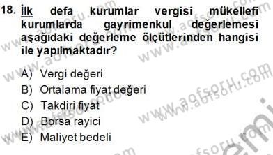 Gayrimenkullerde Vergilendirme Dersi 2013 - 2014 Yılı (Final) Dönem Sonu Sınav Soruları 18. Soru