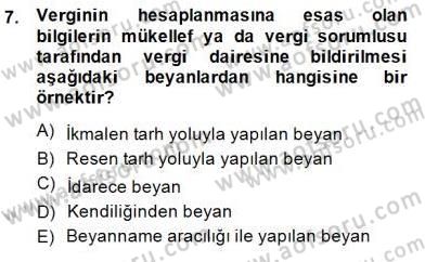 Gayrimenkullerde Vergilendirme Dersi 2013 - 2014 Yılı (Final) Dönem Sonu Sınav Soruları 7. Soru