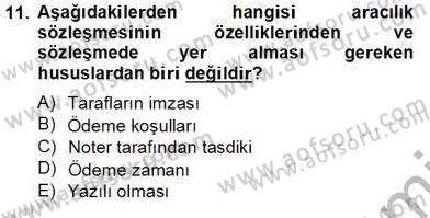 Gayrimenkullerde Vergilendirme Dersi 2013 - 2014 Yılı Tek Ders Sınav Soruları 11. Soru