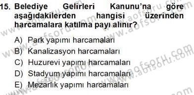 Gayrimenkullerde Vergilendirme Dersi 2013 - 2014 Yılı Tek Ders Sınav Soruları 15. Soru