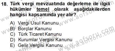 Gayrimenkullerde Vergilendirme Dersi 2013 - 2014 Yılı Tek Ders Sınav Soruları 18. Soru