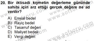 Gayrimenkullerde Vergilendirme Dersi 2013 - 2014 Yılı Tek Ders Sınav Soruları 20. Soru