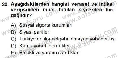 Gayrimenkullerde Vergilendirme Dersi Ara Sınavı Deneme Sınav Soruları 20. Soru