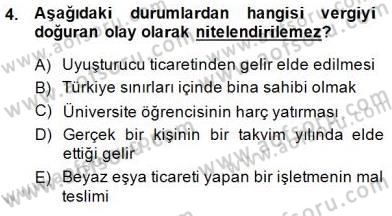 Gayrimenkullerde Vergilendirme Dersi Ara Sınavı Deneme Sınav Soruları 4. Soru