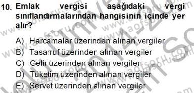 Gayrimenkullerde Vergilendirme Dersi 2014 - 2015 Yılı (Final) Dönem Sonu Sınav Soruları 10. Soru