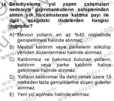Gayrimenkullerde Vergilendirme Dersi 2014 - 2015 Yılı (Final) Dönem Sonu Sınav Soruları 14. Soru