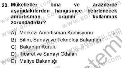 Gayrimenkullerde Vergilendirme Dersi 2014 - 2015 Yılı (Final) Dönem Sonu Sınav Soruları 20. Soru