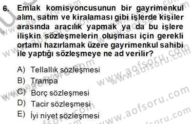 Gayrimenkullerde Vergilendirme Dersi 2014 - 2015 Yılı (Final) Dönem Sonu Sınav Soruları 6. Soru