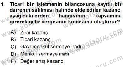 Gayrimenkullerde Vergilendirme Dersi 2015 - 2016 Yılı (Vize) Ara Sınav Soruları 1. Soru