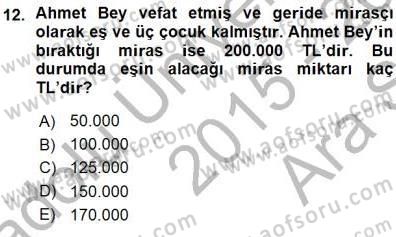 Gayrimenkullerde Vergilendirme Dersi Ara Sınavı Deneme Sınav Soruları 12. Soru