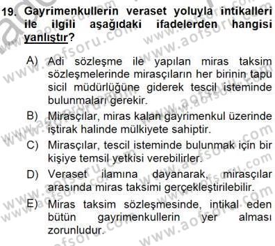 Gayrimenkullerde Vergilendirme Dersi Ara Sınavı Deneme Sınav Soruları 19. Soru