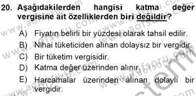 Gayrimenkullerde Vergilendirme Dersi 2015 - 2016 Yılı (Vize) Ara Sınav Soruları 20. Soru