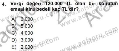 Gayrimenkullerde Vergilendirme Dersi Ara Sınavı Deneme Sınav Soruları 4. Soru