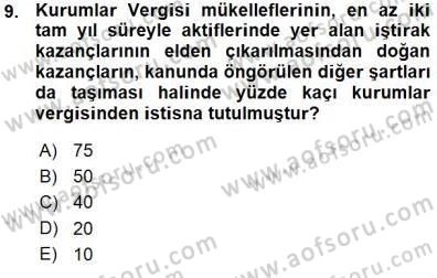 Gayrimenkullerde Vergilendirme Dersi 2015 - 2016 Yılı (Vize) Ara Sınav Soruları 9. Soru