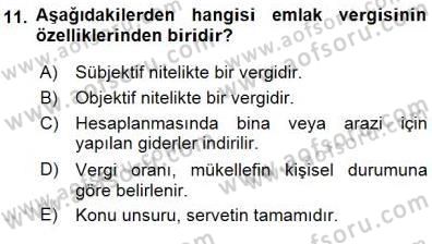 Gayrimenkullerde Vergilendirme Dersi 2015 - 2016 Yılı (Final) Dönem Sonu Sınav Soruları 11. Soru
