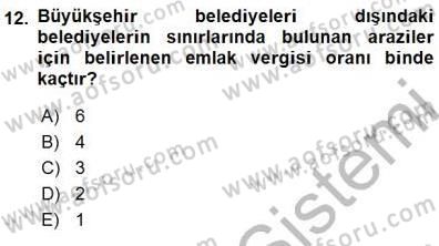 Gayrimenkullerde Vergilendirme Dersi 2015 - 2016 Yılı (Final) Dönem Sonu Sınav Soruları 12. Soru