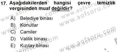 Gayrimenkullerde Vergilendirme Dersi 2015 - 2016 Yılı (Final) Dönem Sonu Sınav Soruları 17. Soru