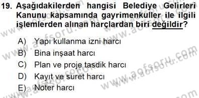 Gayrimenkullerde Vergilendirme Dersi 2015 - 2016 Yılı (Final) Dönem Sonu Sınav Soruları 19. Soru