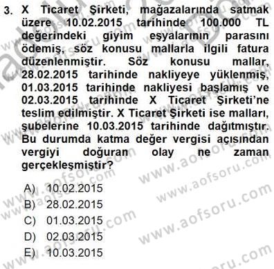 Gayrimenkullerde Vergilendirme Dersi 2015 - 2016 Yılı (Final) Dönem Sonu Sınav Soruları 3. Soru