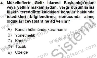 Gayrimenkullerde Vergilendirme Dersi 2015 - 2016 Yılı (Final) Dönem Sonu Sınav Soruları 4. Soru