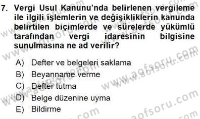 Gayrimenkullerde Vergilendirme Dersi 2015 - 2016 Yılı (Final) Dönem Sonu Sınav Soruları 7. Soru