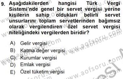 Gayrimenkullerde Vergilendirme Dersi 2015 - 2016 Yılı (Final) Dönem Sonu Sınav Soruları 9. Soru