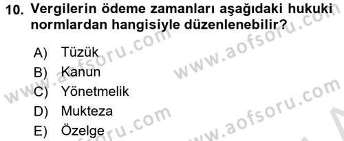 Gayrimenkullerde Vergilendirme Dersi 2016 - 2017 Yılı (Vize) Ara Sınav Soruları 10. Soru