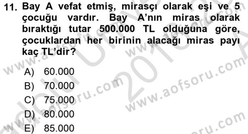 Gayrimenkullerde Vergilendirme Dersi Ara Sınavı Deneme Sınav Soruları 11. Soru