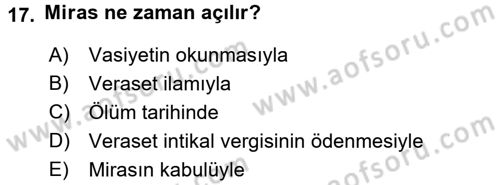 Gayrimenkullerde Vergilendirme Dersi 2016 - 2017 Yılı (Vize) Ara Sınav Soruları 17. Soru