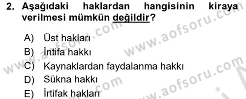 Gayrimenkullerde Vergilendirme Dersi Ara Sınavı Deneme Sınav Soruları 2. Soru