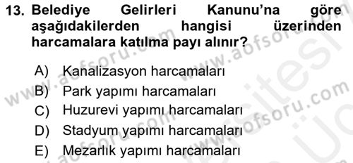Gayrimenkullerde Vergilendirme Dersi 2017 - 2018 Yılı 3 Ders Sınav Soruları 13. Soru