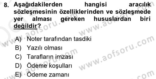 Gayrimenkullerde Vergilendirme Dersi 2017 - 2018 Yılı 3 Ders Sınav Soruları 8. Soru