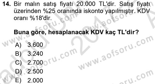 Gayrimenkullerde Vergilendirme Dersi Ara Sınavı Deneme Sınav Soruları 14. Soru