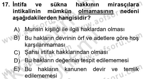 Gayrimenkullerde Vergilendirme Dersi 2017 - 2018 Yılı (Vize) Ara Sınav Soruları 17. Soru