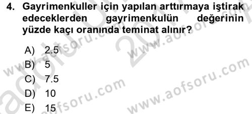 Gayrimenkullerde Vergilendirme Dersi 2017 - 2018 Yılı (Vize) Ara Sınav Soruları 4. Soru