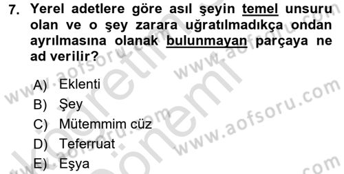 Gayrimenkullerde Vergilendirme Dersi Ara Sınavı Deneme Sınav Soruları 7. Soru