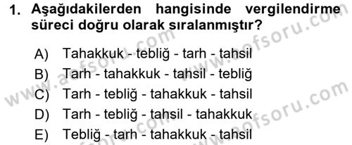 Gayrimenkullerde Vergilendirme Dersi 2017 - 2018 Yılı (Final) Dönem Sonu Sınav Soruları 1. Soru