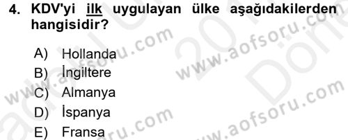 Gayrimenkullerde Vergilendirme Dersi 2017 - 2018 Yılı (Final) Dönem Sonu Sınav Soruları 4. Soru