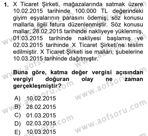 Gayrimenkullerde Vergilendirme Dersi 2018 - 2019 Yılı 3 Ders Sınav Soruları 1. Soru