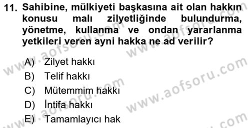 Gayrimenkullerde Vergilendirme Dersi 2018 - 2019 Yılı 3 Ders Sınav Soruları 11. Soru